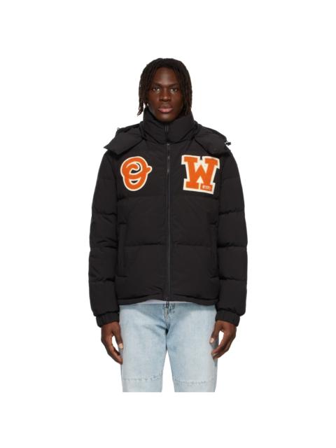 Black Logo Patch Puffer Jacket