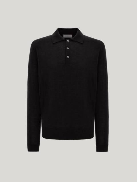 BLACK SEAMLESS CANALI NUVOLA POLO IN EXTRA-FINE MERINO WOOL