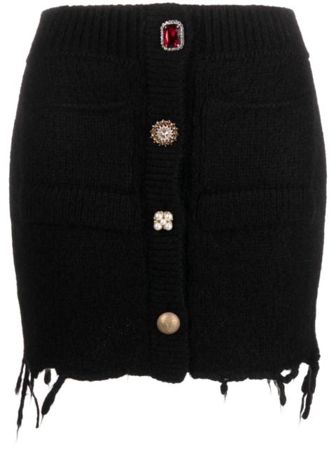 knitted rhinestone-embellished miniskirt