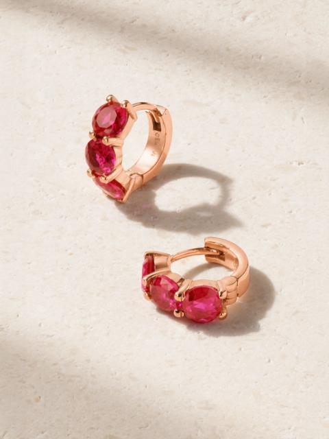 18-karat rose gold ruby hoop earrings Gold