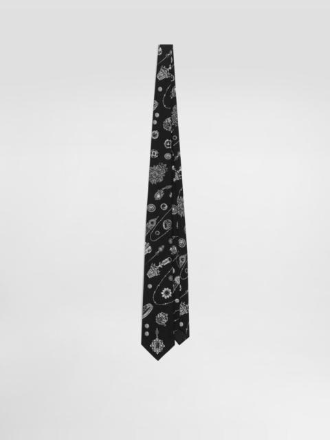 Jewelry-print silk tie