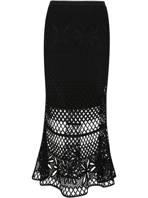 crochet-effect maxi skirt