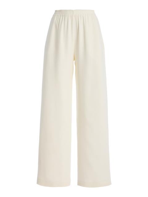 Relaxed Silk-Georgette Wide-Leg Pants ivory