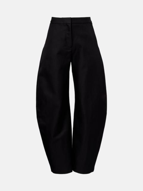 Wool and silk barrel-leg pants