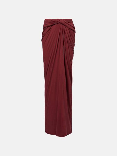 Gathered cotton-blend jersey maxi skirt