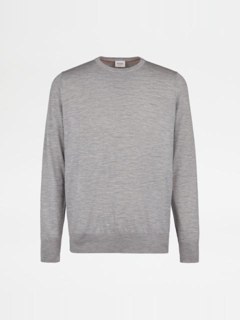 ROUND-NECK PULLOVER IN T15 WOOL - BEIGE