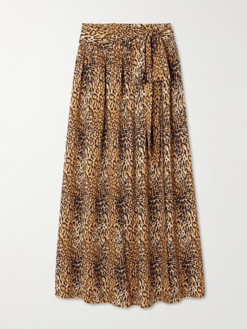 Elsa Belted Leopard-print Jersey Maxi Wrap Skirt