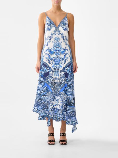 BIAS SLIP DRESS WITH FRILL HEM