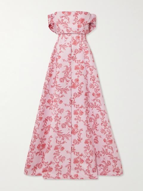 Auclair Convertible Floral-print Faille Gown