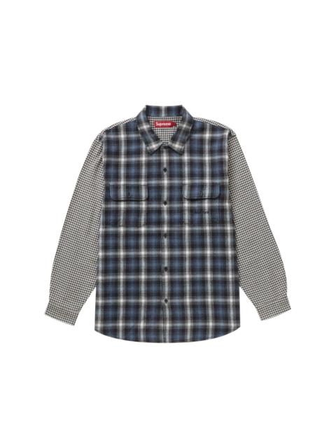 Supreme Houndstooth Plaid Flannel Shirt Navy
