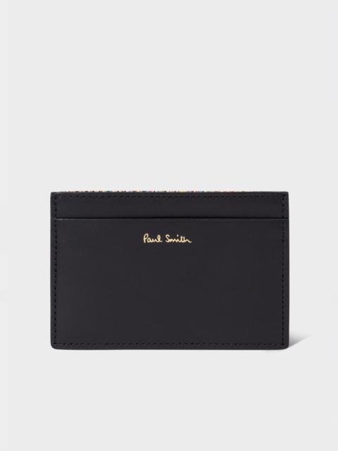 Black 'Signature Stripe' Leather Card Holder