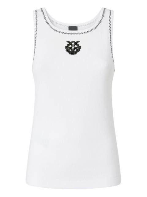 embroidered-crest sleeveless tank top