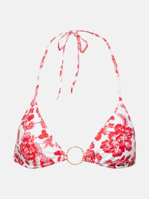 Miami ring-detail floral bikini top