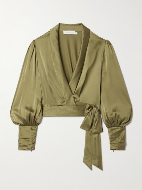 Silk-satin Wrap Blouse