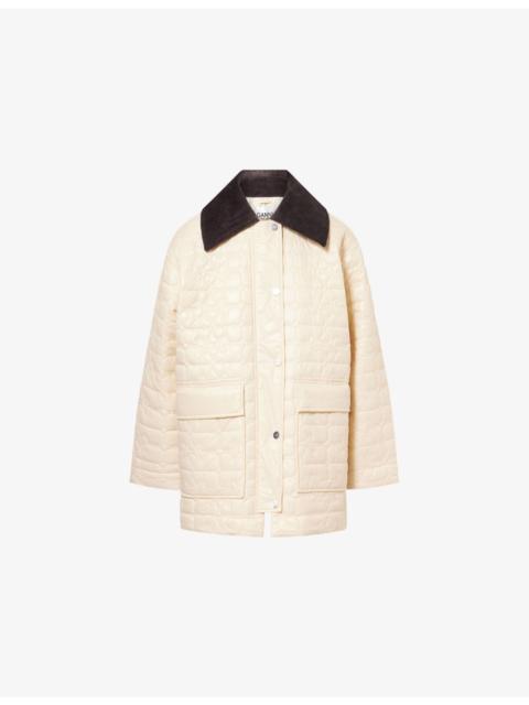 Relaxed-Fit Corduroy-Collar Quilted Jacket