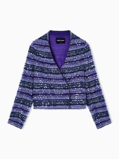 EMBROIDERED SHINY FABRIC JACKET