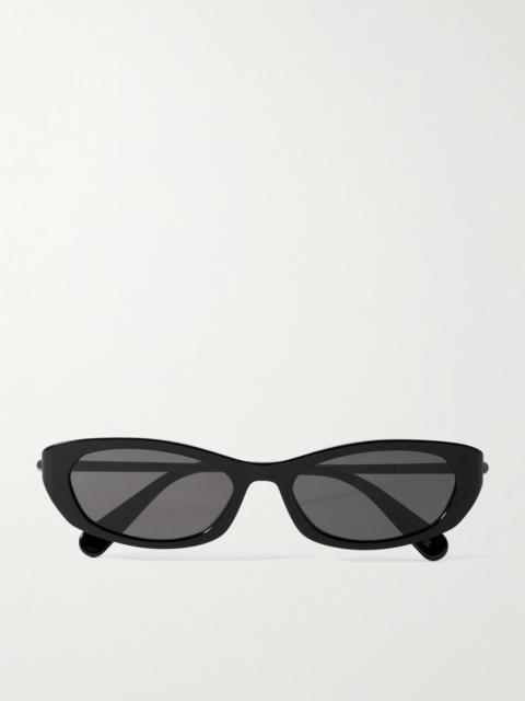 D-moon B2i Cat-eye Acetate And Gunmetal-tone Sunglasses