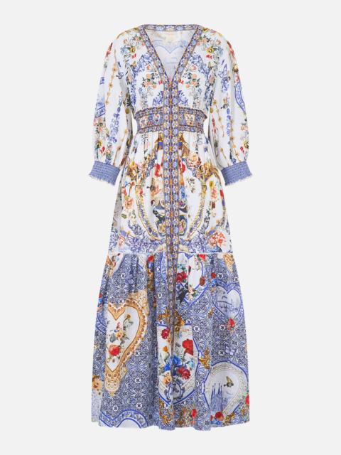 SHIRRED WAISTBAND LONG DRESS