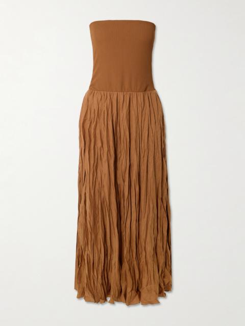 Empowerment Movement Ribbed Knit-trimmed Linen-blend Maxi Skirt