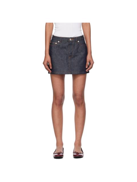 Navy High-Rise Denim Miniskirt