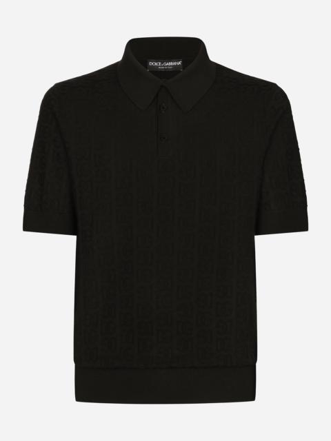 Silk jacquard polo-shirt with DG logo