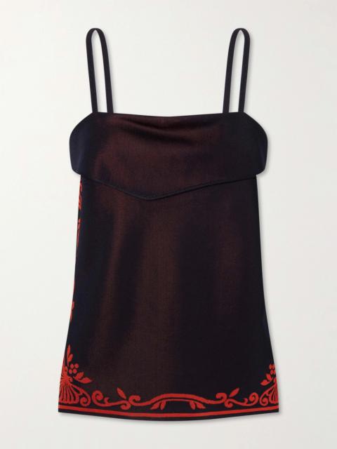 Jess Draped Embroidered Knitted Tank