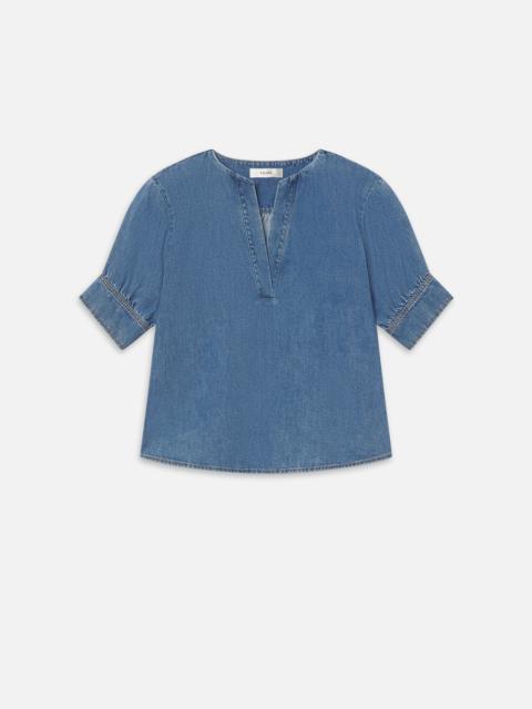 The Denim V-neck Popover Top