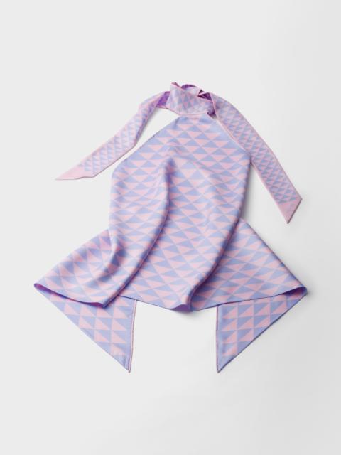 Printed silk twill halter top