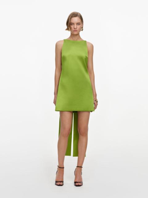 Green Satin Bow Mini Dress