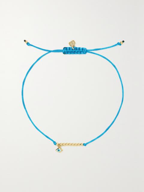 Evil Eye 14-karat Gold, Cord And Enamel Bracelet