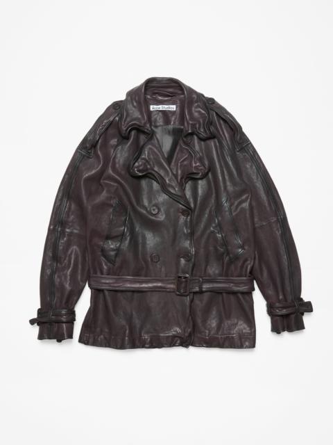 Belted leather jacket - Dark brown