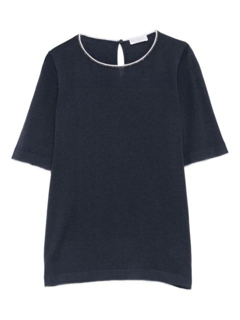 Monili-trim cashmere top