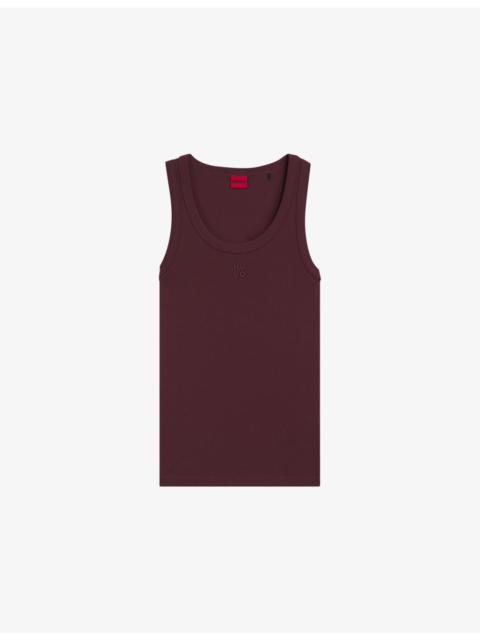 Logo-Embroidered Scoop-Neck Cotton-Blend Tank Top