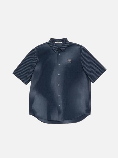 Stripe button-up shirt - Navy/white
