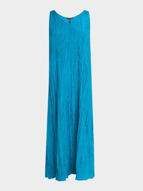 Sleeveless Crinkled Silk Midi Dress