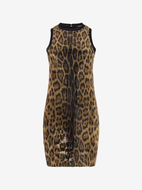 Sequin Mini Dress with Animal Print