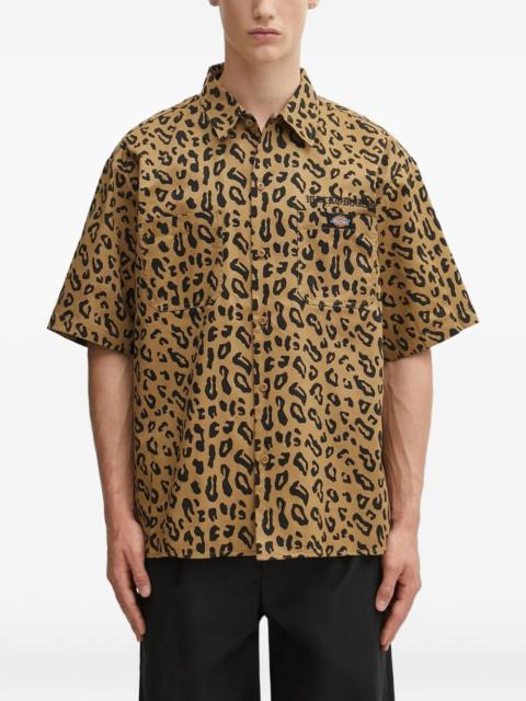 leopard-print short-sleeves shirt