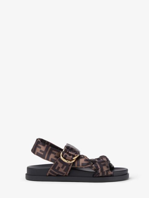 Fendi Feel Brown FF satin sandals