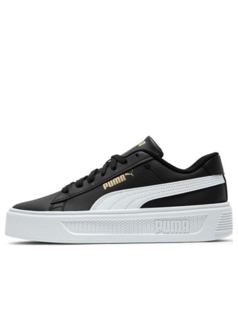 (WMNS) PUMA Smash Platform v3 Sneakers 'Black White' 390758-02