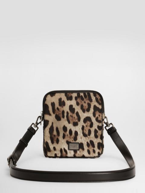 Leopard-print nylon bag