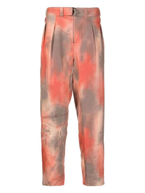 pleated tie-dye trousers