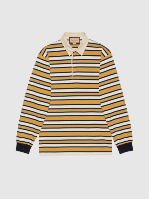 Striped polo shirt with patch