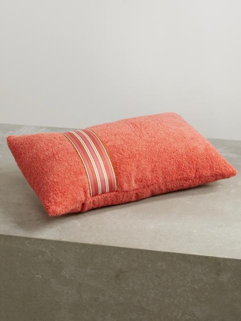 The Suitcase Striped Webbing-trimmed Cotton-terry Beach Pillow