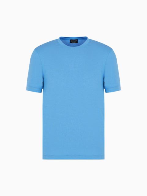 Crew-neck short-sleeved T-shirt in stretch viscose jersey