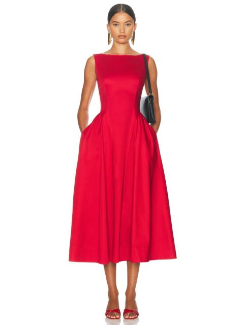 Stretch Cotton Sateen Midi Dress