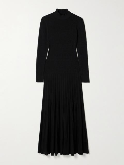Gisole Paneled Pointelle-knit Turtleneck Maxi Dress