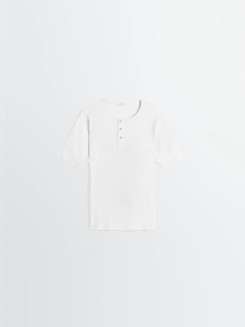 RIB HENLEY TOP IN COTTON LINEN RIB JERSEY