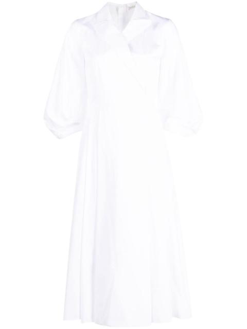 peak-lapels cotton midi dress
