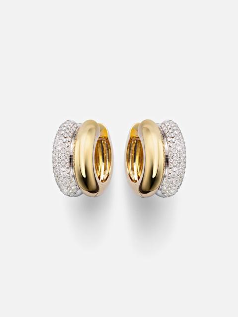 9kt white and yellow gold hoop earrings with diamonds