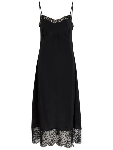 Simone Rocha Lace-trimmed Crepe-de-chine Midi Dress